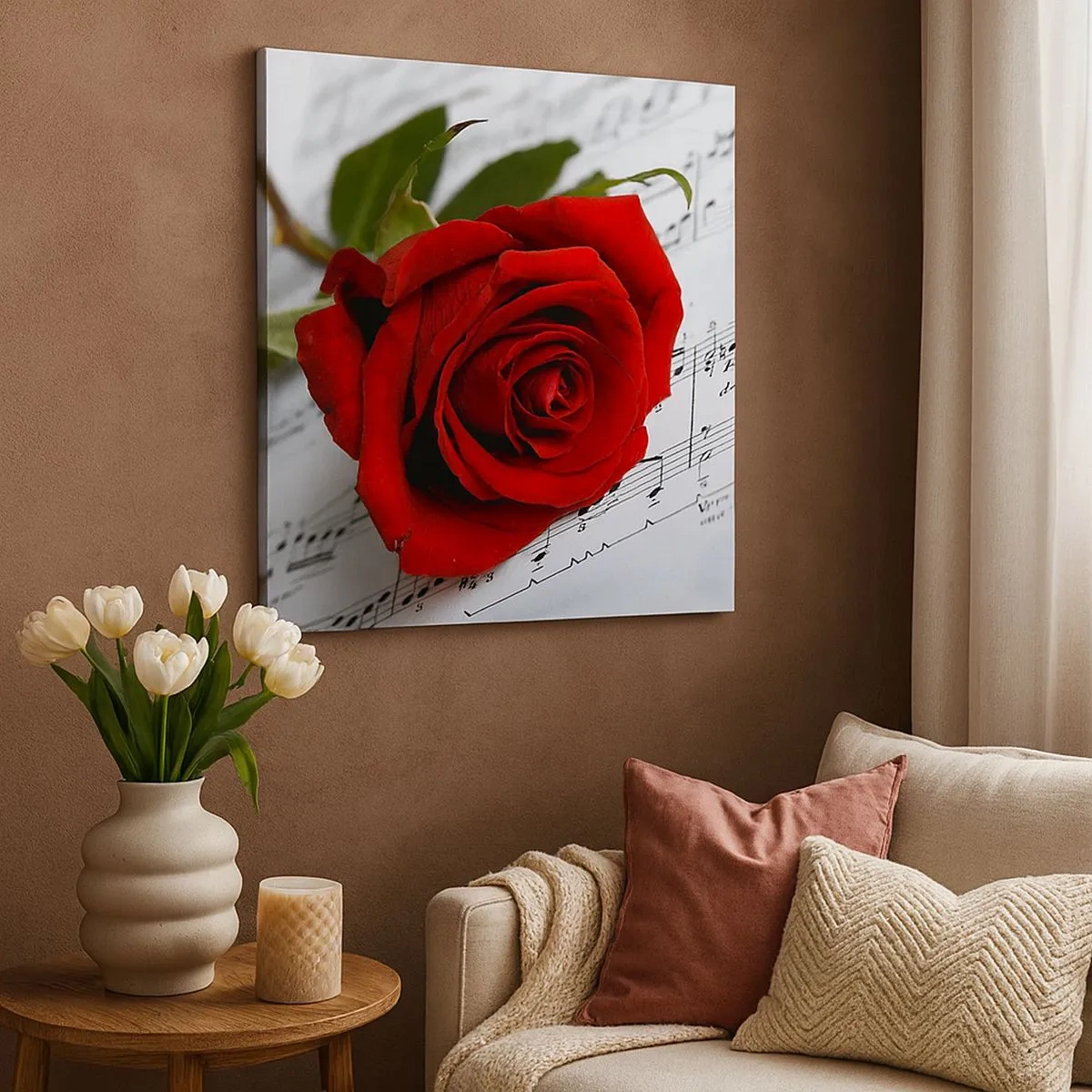 Bild auf Leinwand - Leinwandbild - Musik der Gefühle in Scharlach - 30x30 cm