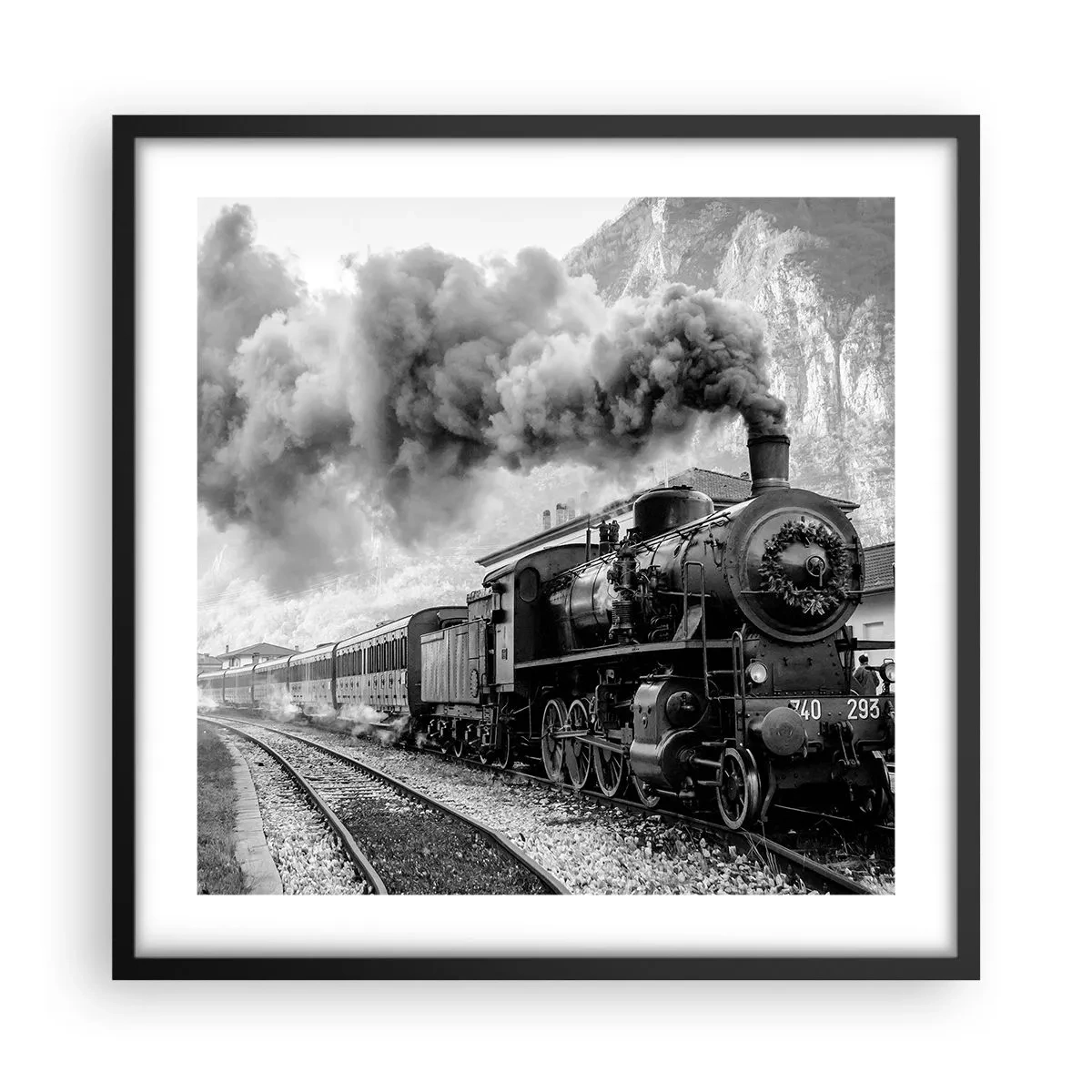 Poster in einem schwarzem Rahmen - Steht am Bahnhof ... - 50x50 cm