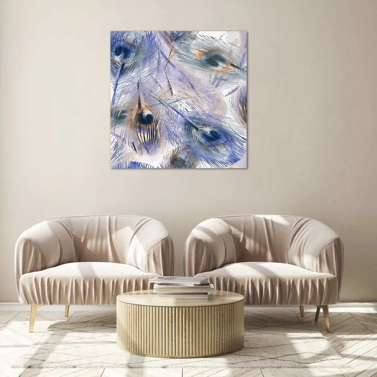 Glasbild - Bild auf glas - Pfau-Komposition - 40x40 cm