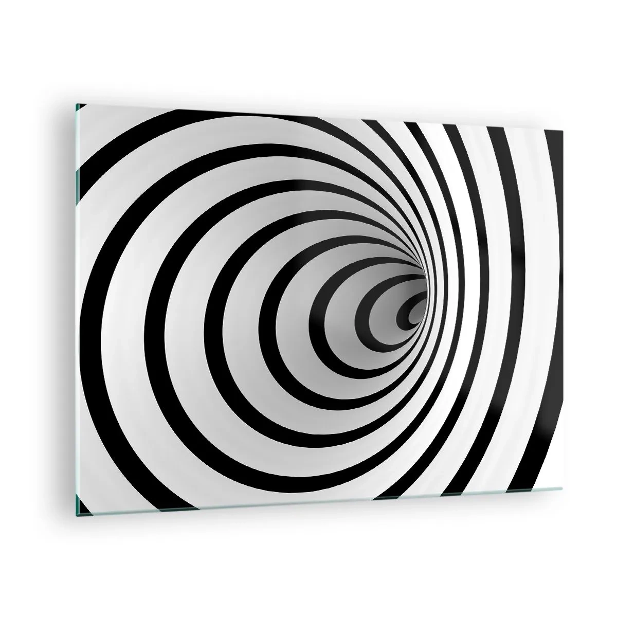 Glasbild - Bild auf glas - Abstraktes Spiralmuster in Schwarz und Weiß - 70x50cm - Sie können dem auch nicht widerstehen? - Moderne Wanddekoration für Wohnzimmer und Schlafzimmer ARTTOR