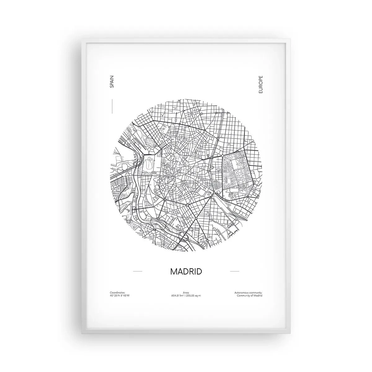 Poster in einem weißen Rahmen - Anatomie von Madrid - 70x100 cm