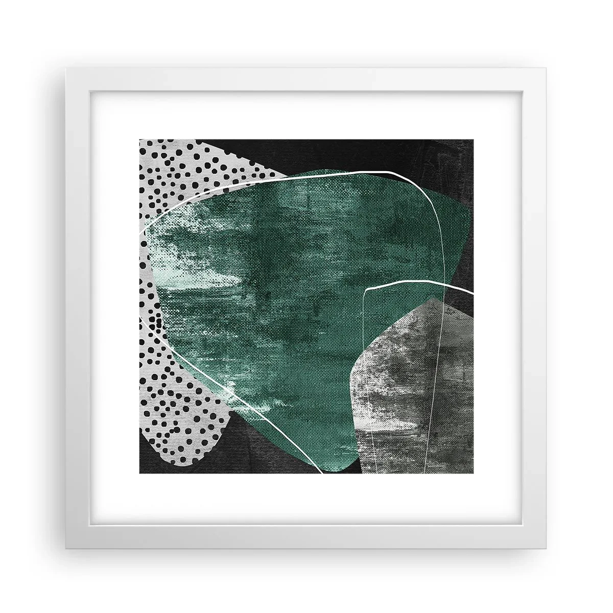 Poster in einem weißen Rahmen - Bunte Abstraktion mit Blattgold - 30x30 cm