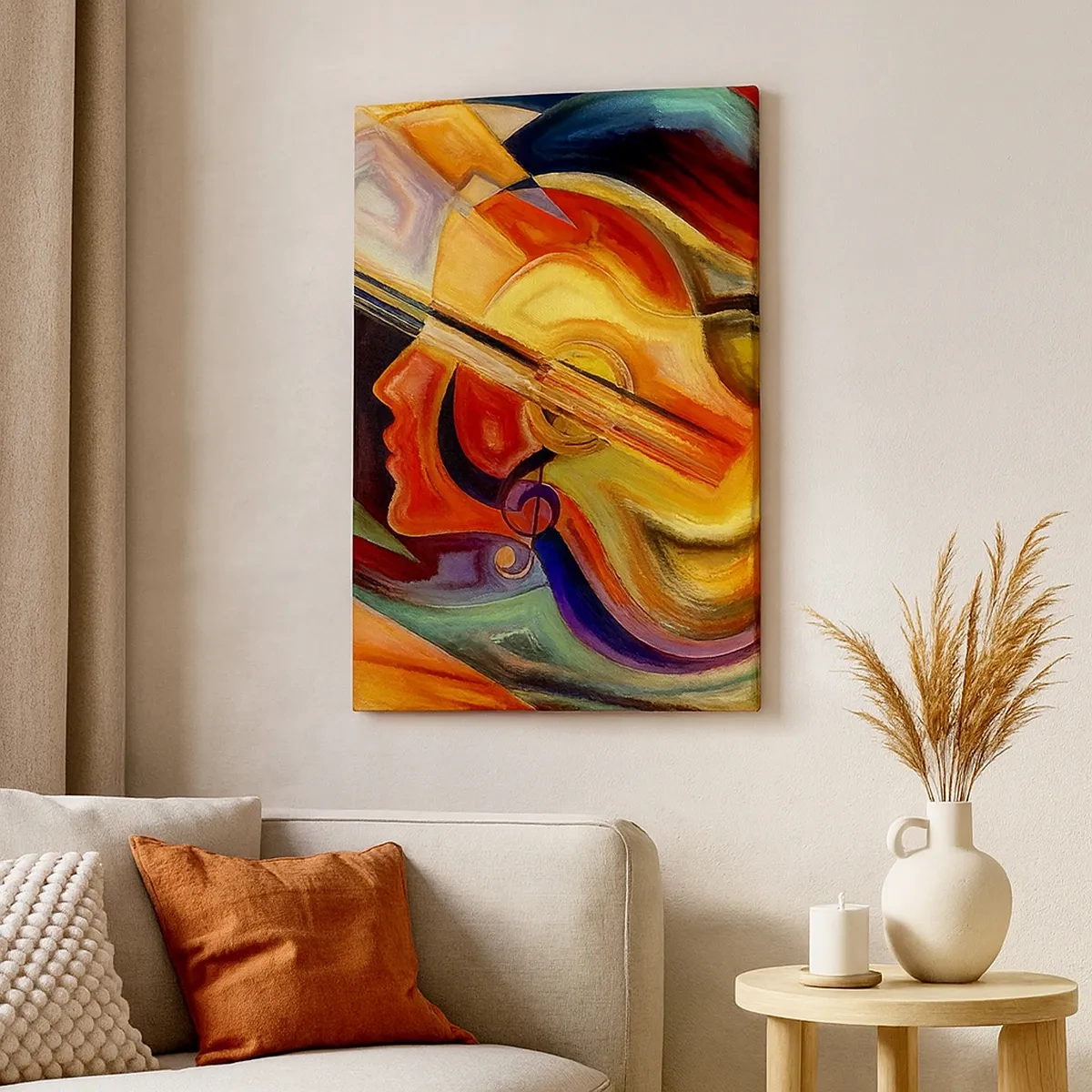Bild auf Leinwand - Leinwandbild - Bunte Abstraktion, inspiriert von Musik und Gitarre - 50x70cm - Alles ist gut - Moderne Wanddekoration für Wohnzimmer und Schlafzimmer ARTTOR