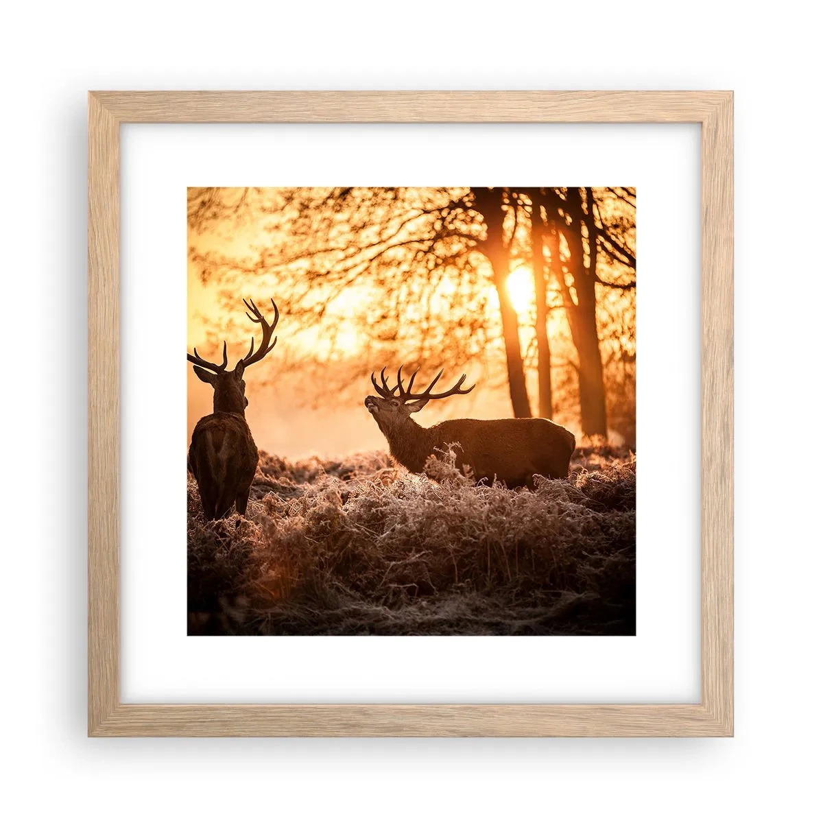 Poster in einem Rahmen aus heller Eiche - Der Traum eines Jägers - 30x30 cm