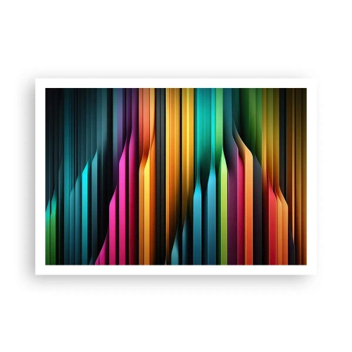 Poster - Bunte vertikale Linien erzeugen eine dynamische Abstraktion. - 100x70cm - Lichtorgan - Moderne Wanddekoration für Wohnzimmer und Schlafzimmer ARTTOR