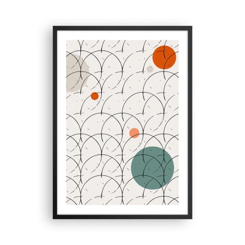 Poster in einem schwarzem Rahmen - Moderne geometrische Abstraktion mit farbigen Akzenten - 50x70cm - Im Pop-Art-Geist - Moderne Wanddekoration für Wohnzimmer und Schlafzimmer ARTTOR