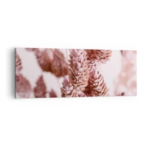 Bild auf Leinwand - Leinwandbild - Eine Nahaufnahme der zarten rosa Ähren von Ziergräsern - 140x50cm - Scheinbar unauffällig - Moderne Wanddekoration für Wohnzimmer und Schlafzimmer ARTTOR