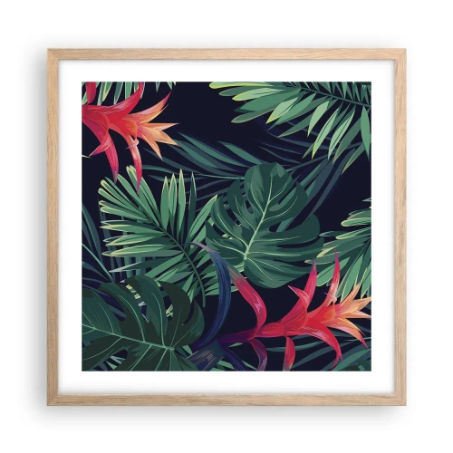 Poster in einem Rahmen aus heller Eiche - Im Grünen in Flammen gehen - 50x50 cm