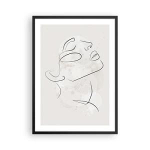 Poster in einem schwarzem Rahmen - Minimalistisches Gesichtsporträt im linearen Stil - 50x70cm - Die Umrisse eines Traums - Moderne Wanddekoration für Wohnzimmer und Schlafzimmer ARTTOR