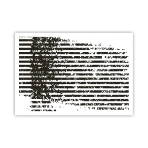 Poster - Abstrakte Linien mit Distressed-Effekt in Schwarz und Weiß - 100x70cm - Rhythmus und Rauschen - Moderne Wanddekoration für Wohnzimmer und Schlafzimmer ARTTOR