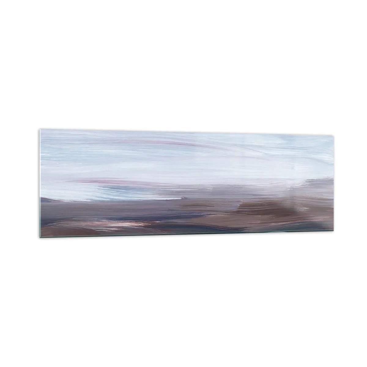 Glasbild - Bild auf glas - Eine subtile Abstraktion mit zarten Strichen in Pastelltönen. - 160x50cm - Elemente: Wasser - Moderne Wanddekoration für Wohnzimmer und Schlafzimmer ARTTOR