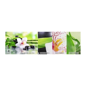 Fototapeten Muster Premium Canvas - Kühle Frische - Bambus, Blume, Orchidee - 100x30 cm