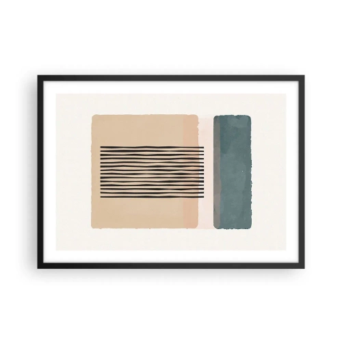 Poster in einem schwarzem Rahmen - Minimalistische geometrische Formen in Beige- und Grüntönen - 70x50cm - Alles ist in Ordnung - Moderne Wanddekoration für Wohnzimmer und Schlafzimmer ARTTOR