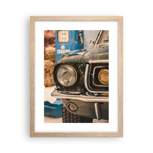 Poster in einem Rahmen aus heller Eiche - Treffen mit einer Legende - 30x40 cm