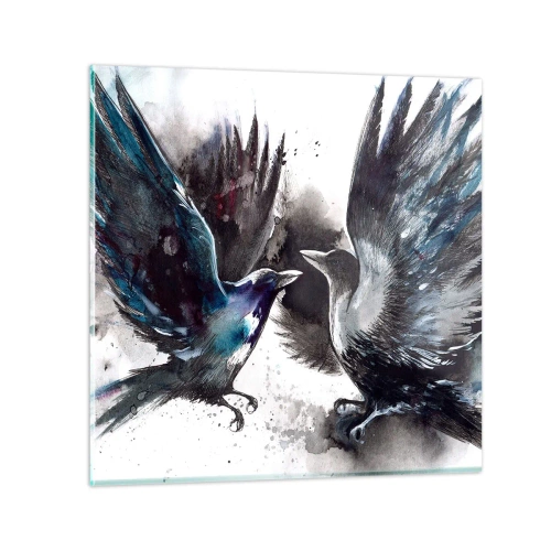 Glasbild - Bild auf glas - Rabe zum Raben ... - 70x70 cm