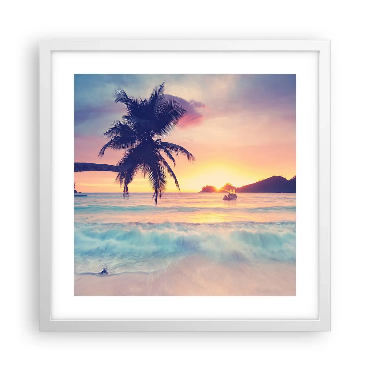 Poster in einem weißen Rahmen - Ein Abend in der Bucht - 40x40 cm