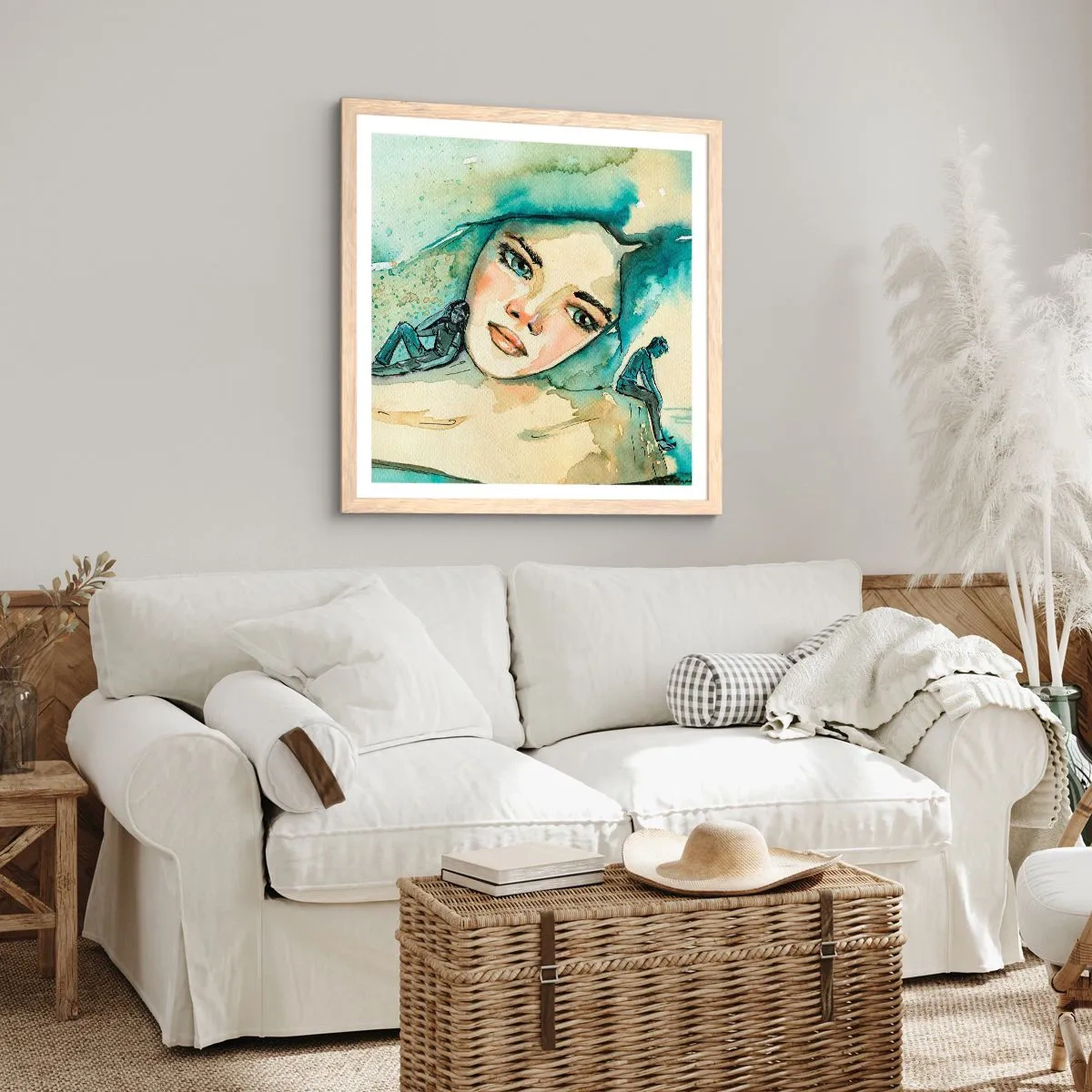 Poster in einem Rahmen aus heller Eiche - Bin ich blau? - 30x30 cm