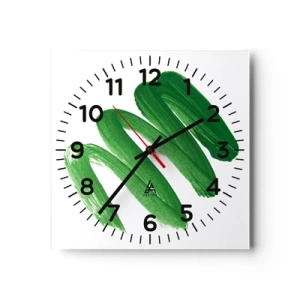Wanduhr - Glasuhr - Grüner Witz - 40x40 cm
