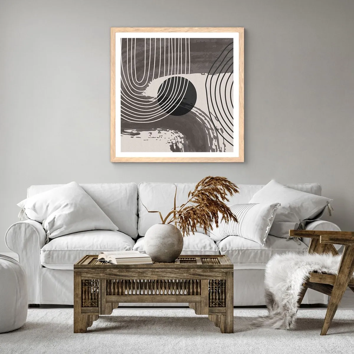 Poster in einem Rahmen aus heller Eiche - Oval gewinnt - 50x50 cm