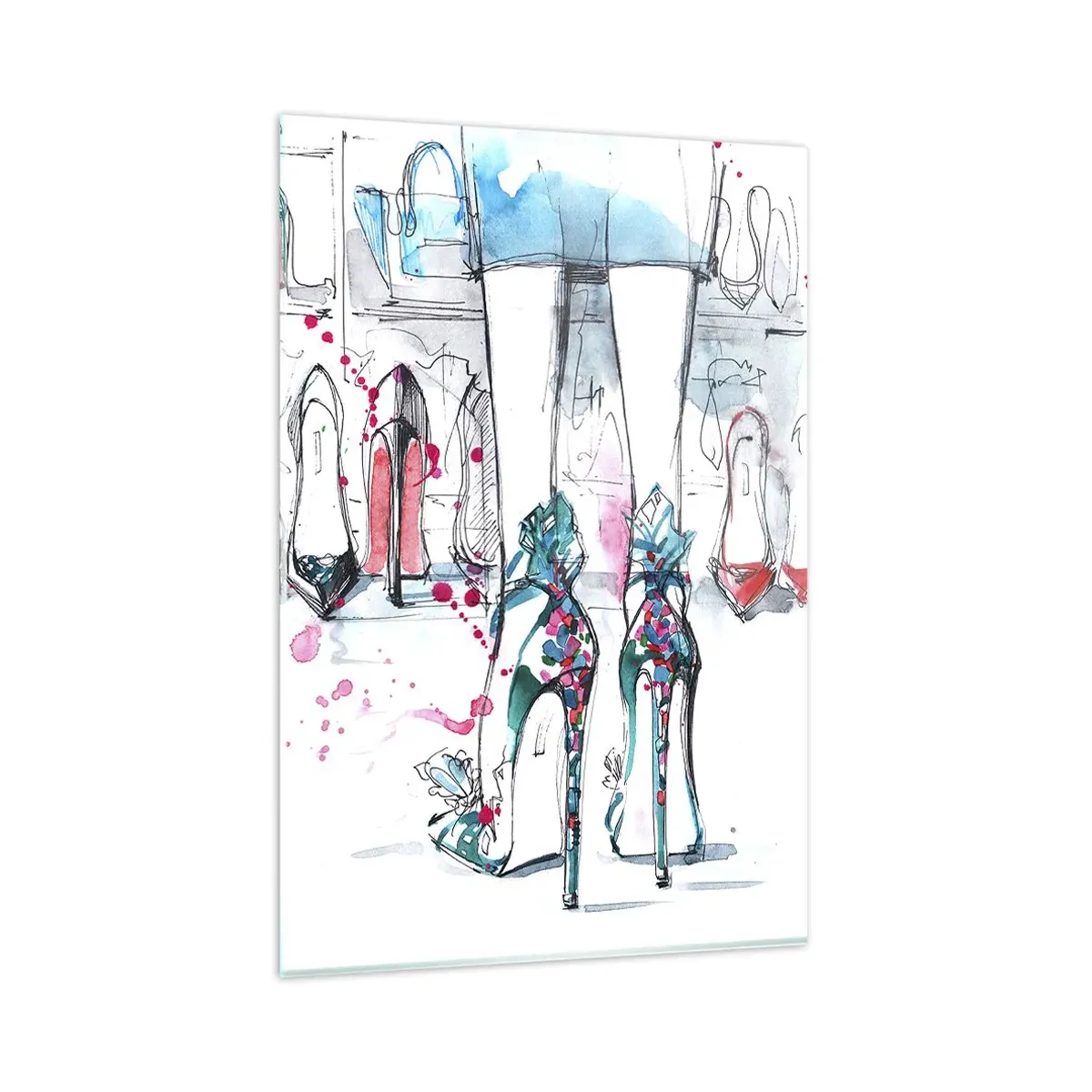 Glasbild - Bild auf glas - Künstlerische Grafiken mit High Heels und Accessoires - 80x120cm - Sesam, mach auf - Moderne Wanddekoration für Wohnzimmer und Schlafzimmer ARTTOR