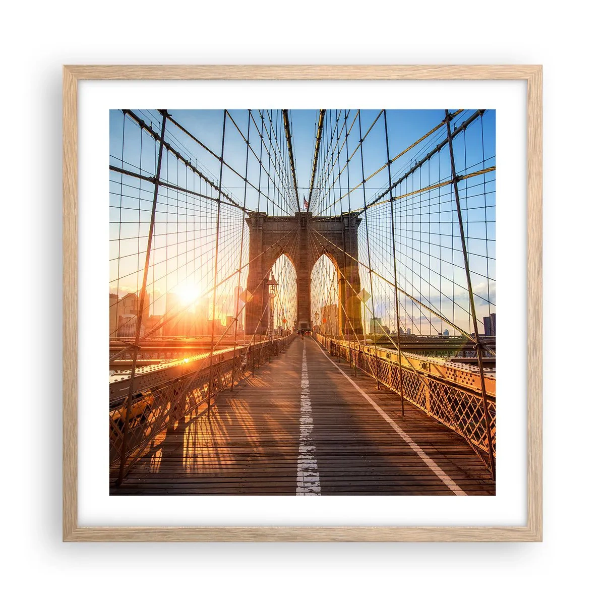 Poster in einem Rahmen aus heller Eiche - Auf der goldenen Brücke - 50x50 cm