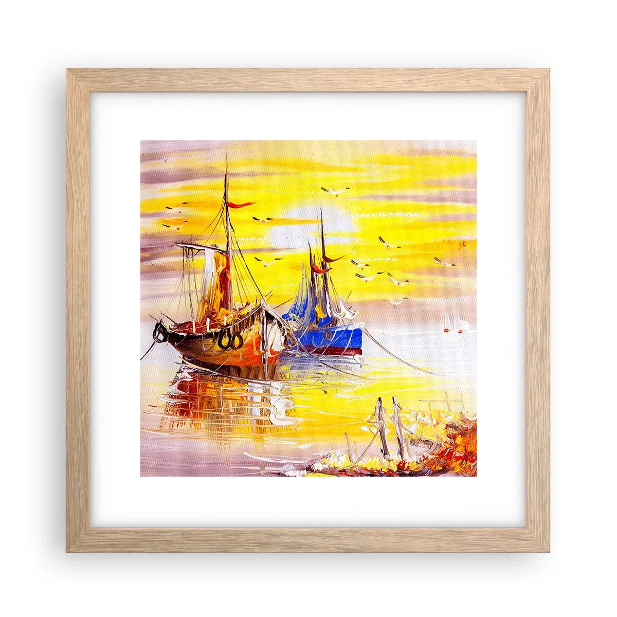 Poster in einem Rahmen aus heller Eiche - Eine wohlverdiente Pause im Hafen - 30x30 cm