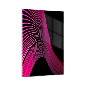 Glasbild - Bild auf glas - Futuristische Linien in Rosatönen auf schwarzem Hintergrund - 70x100cm - Allee des Lichts - Moderne Wanddekoration für Wohnzimmer und Schlafzimmer ARTTOR