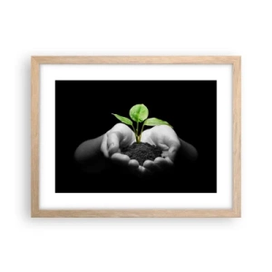 Poster in einem Rahmen aus heller Eiche - Ich liebe die Natur, ich beschütze sie - 40x30 cm