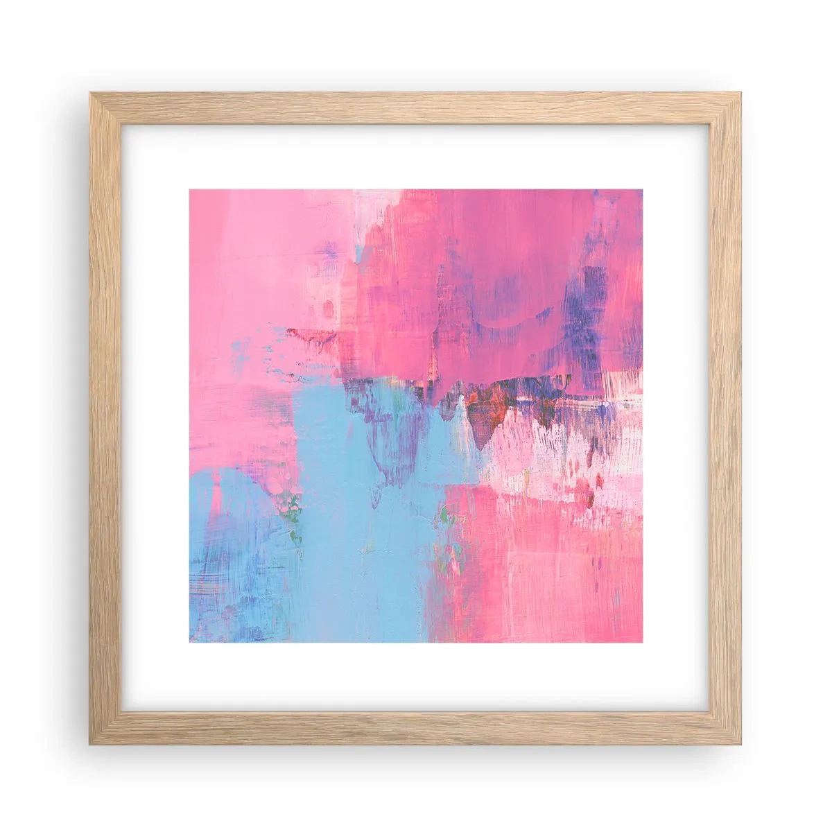 Poster in einem Rahmen aus heller Eiche - Rosa, Blau und eine Prise Licht - 30x30 cm