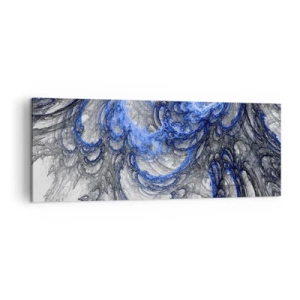 Bild auf Leinwand - Leinwandbild - Abstrakte Wellen in Blau- und Grautönen - 140x50cm - Die Geburt einer Welle - Moderne Wanddekoration für Wohnzimmer und Schlafzimmer ARTTOR