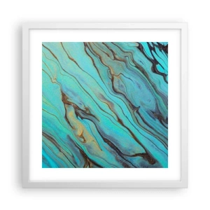 Poster in einem weißen Rahmen - Türkisfarbene Flut - 40x40 cm