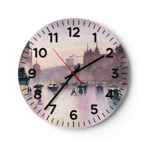 Wanduhr - Glasuhr - Im regnerischen Dunst - 40x40 cm