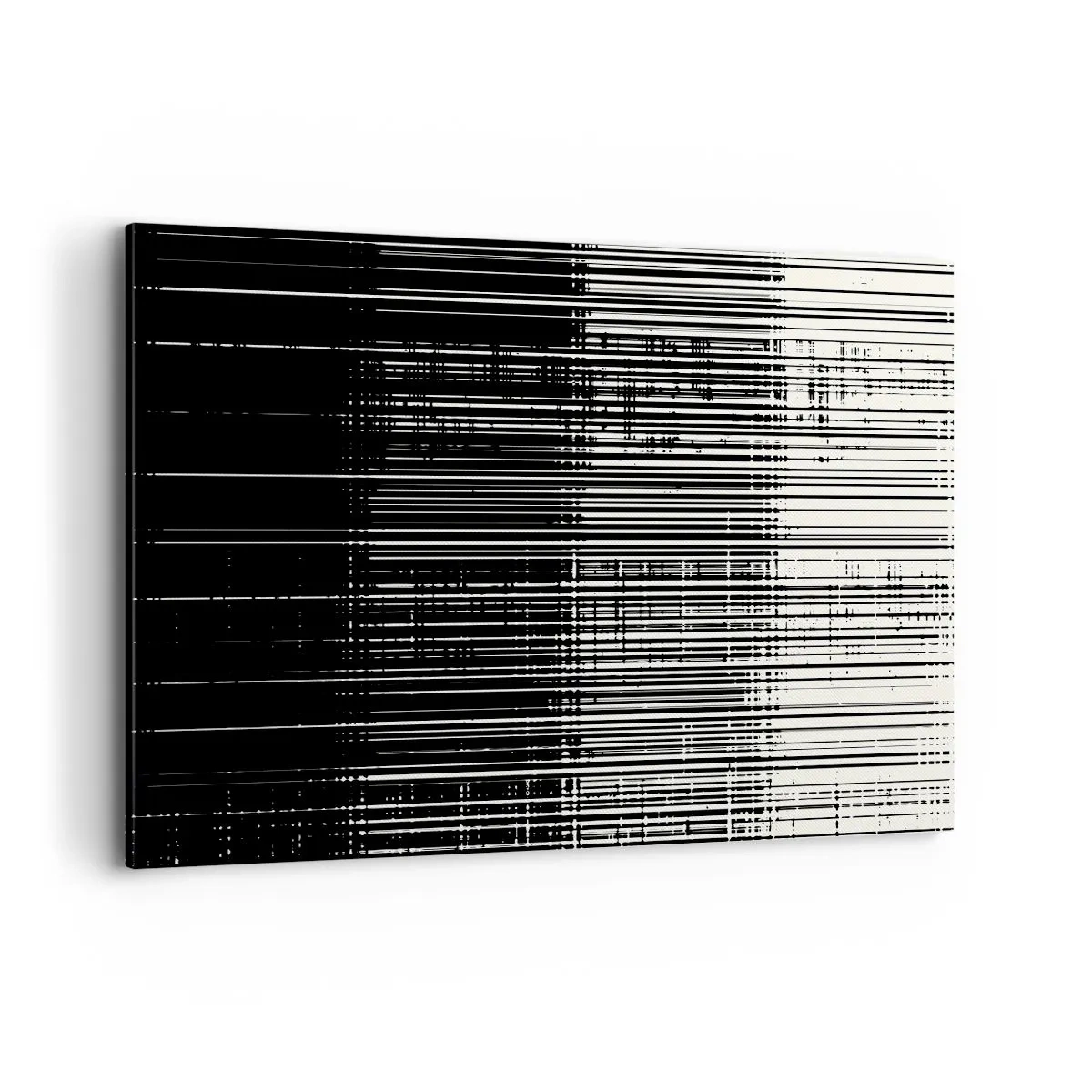 Bild auf Leinwand - Leinwandbild - Abstrakte Linienkomposition in kontrastierendem Schwarz und Weiß - 120x80cm - Wellen und Vibrationen - Moderne Wanddekoration für Wohnzimmer und Schlafzimmer ARTTOR