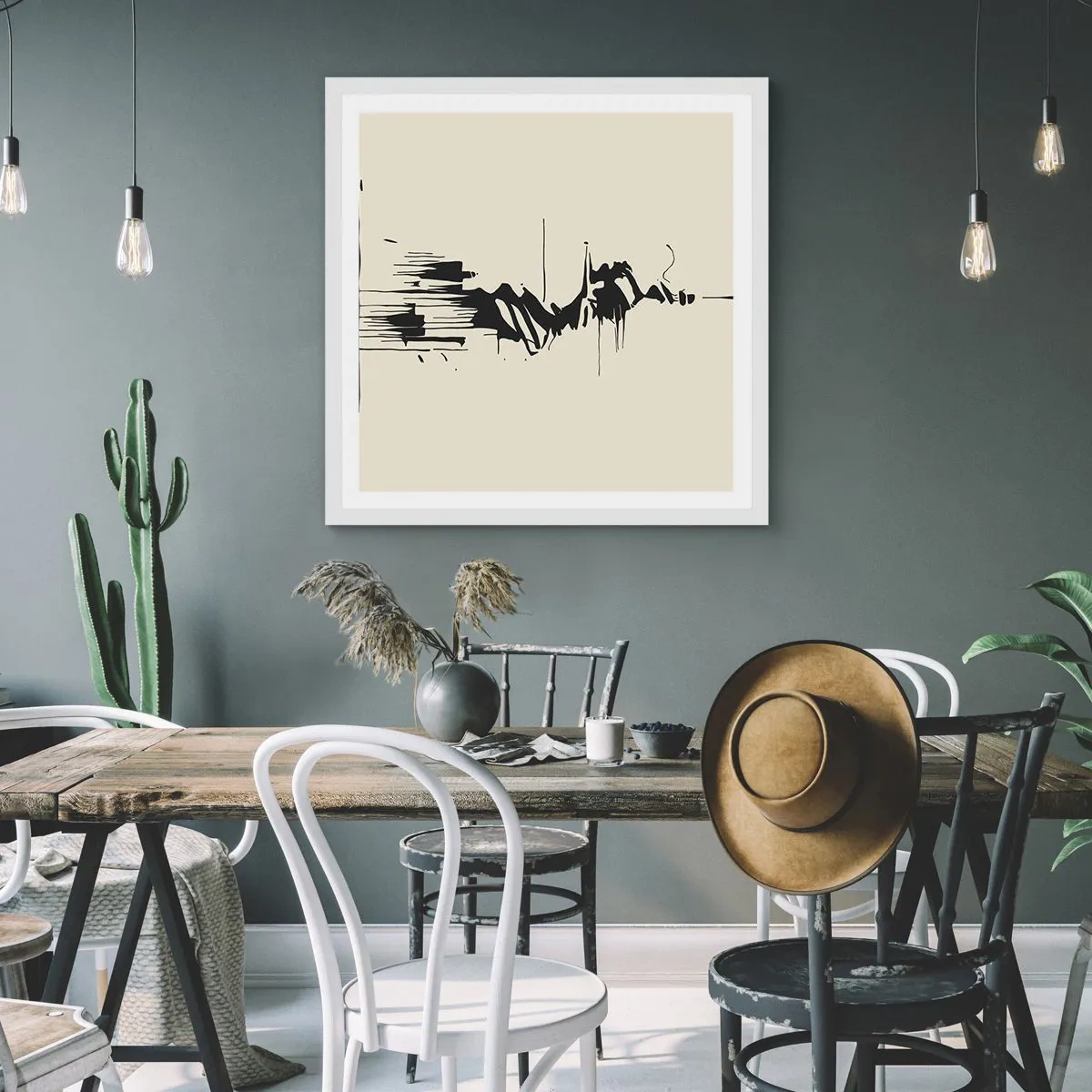 Poster in einem weißen Rahmen - Hastige Abstraktion - 50x50 cm