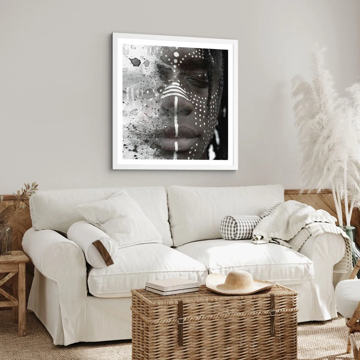 Poster in einem weißen Rahmen - Entdecke den Urgeist - 60x60 cm