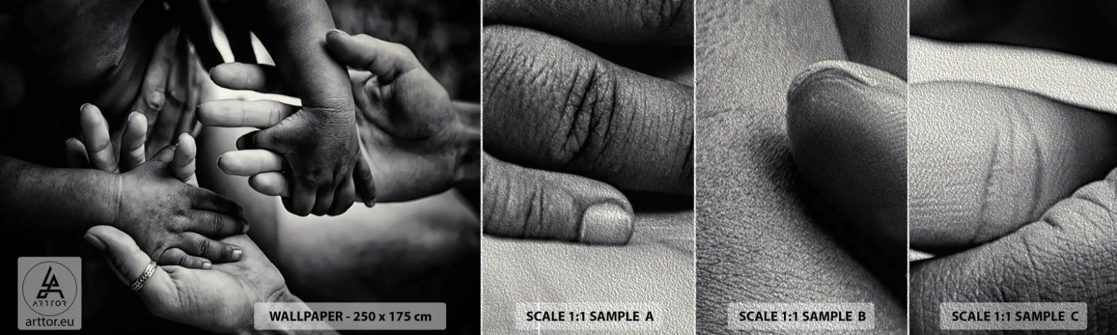 Fototapeten Muster Premium Sand - Mensch sein - Hände, Menschen, Liebe - 100x30 cm