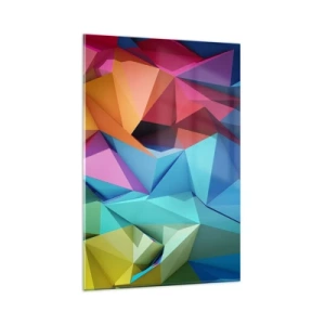 Glasbild - Bild auf glas - Bunte geometrische Abstraktion in lebendigen Farben - 80x120cm - Regenbogen-Origami - Moderne Wanddekoration für Wohnzimmer und Schlafzimmer ARTTOR