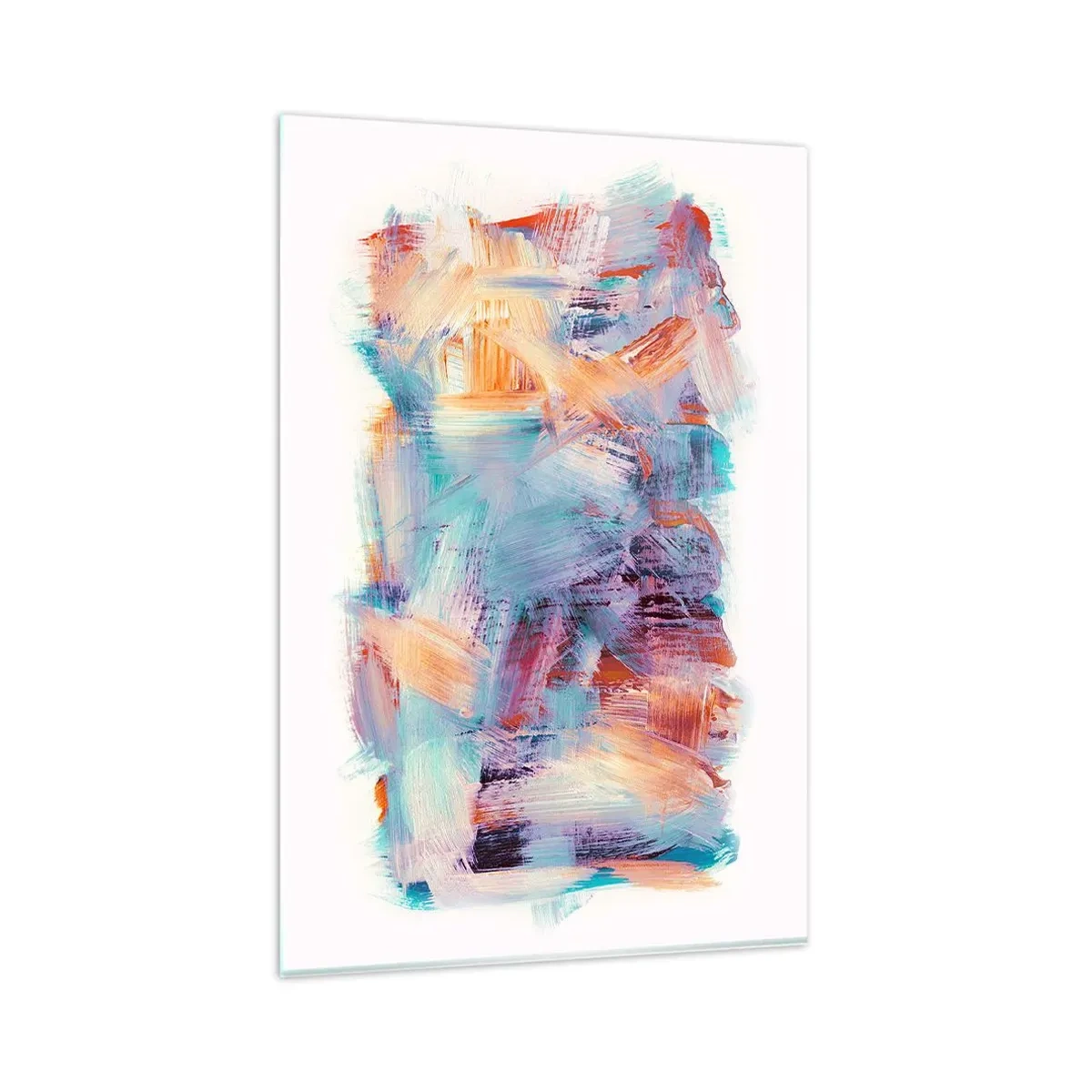 Glasbild - Bild auf glas - Bunte Pinselstriche in einer abstrakten Komposition - 80x120cm - Buntes Durcheinander - Moderne Wanddekoration für Wohnzimmer und Schlafzimmer ARTTOR