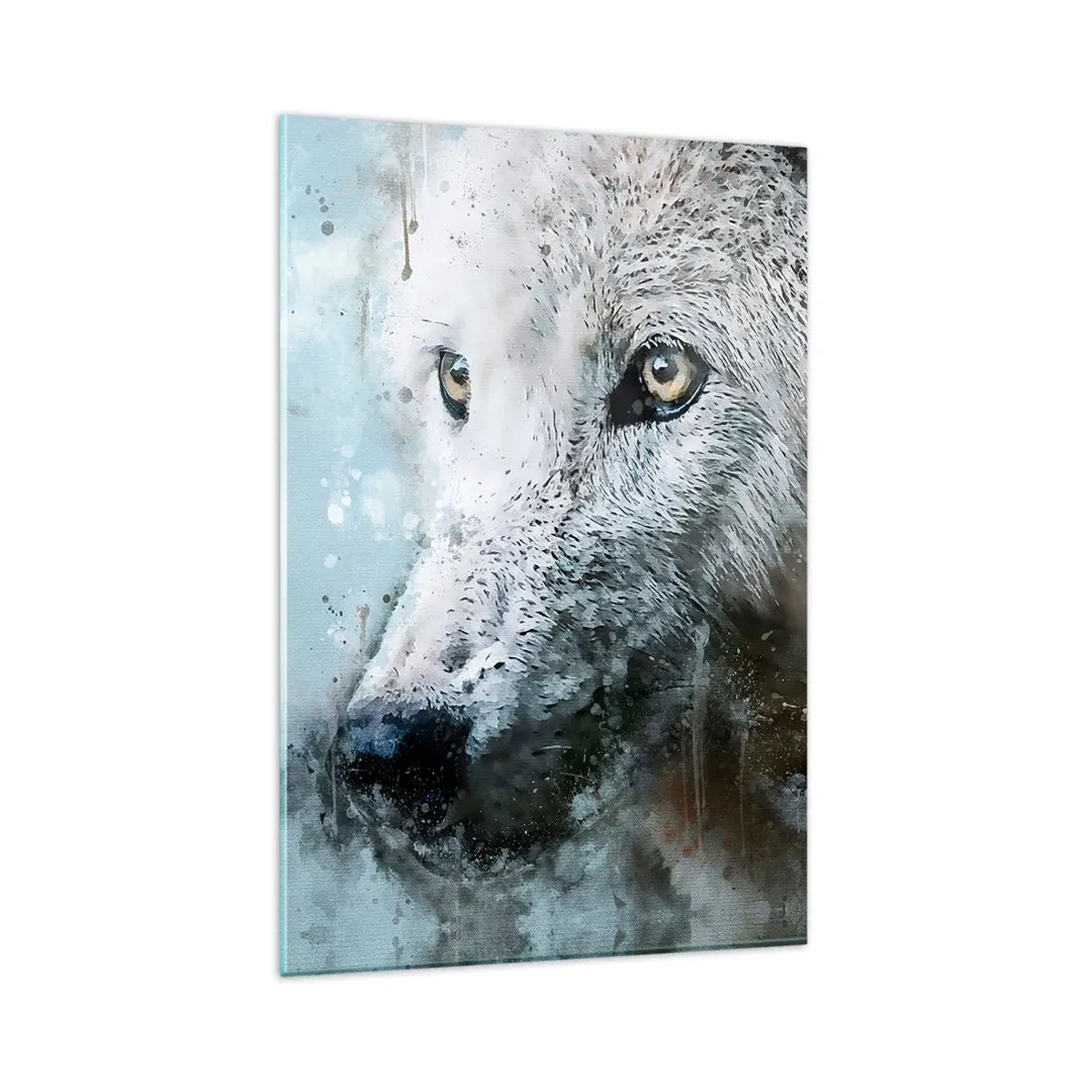 Glasbild - Bild auf glas - Aquarellporträt eines Wolfes - 80x120cm - Lerne die Wolfsseele kennen - Moderne Wanddekoration für Wohnzimmer und Schlafzimmer ARTTOR