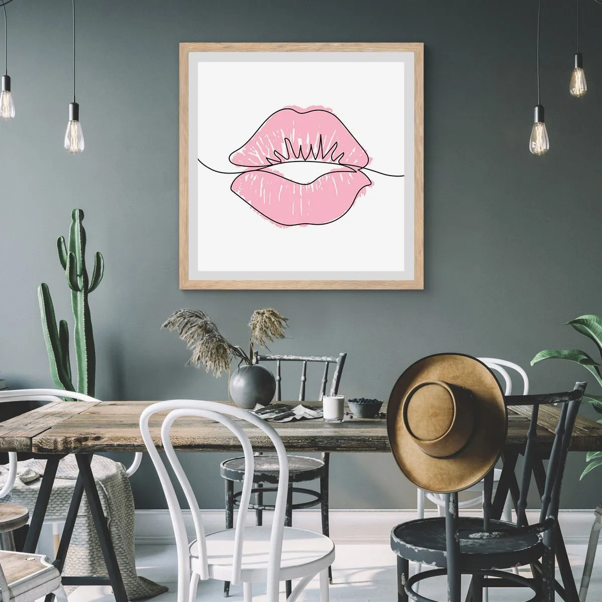 Poster in einem Rahmen aus heller Eiche - Bereit zum Küssen? - 30x30 cm