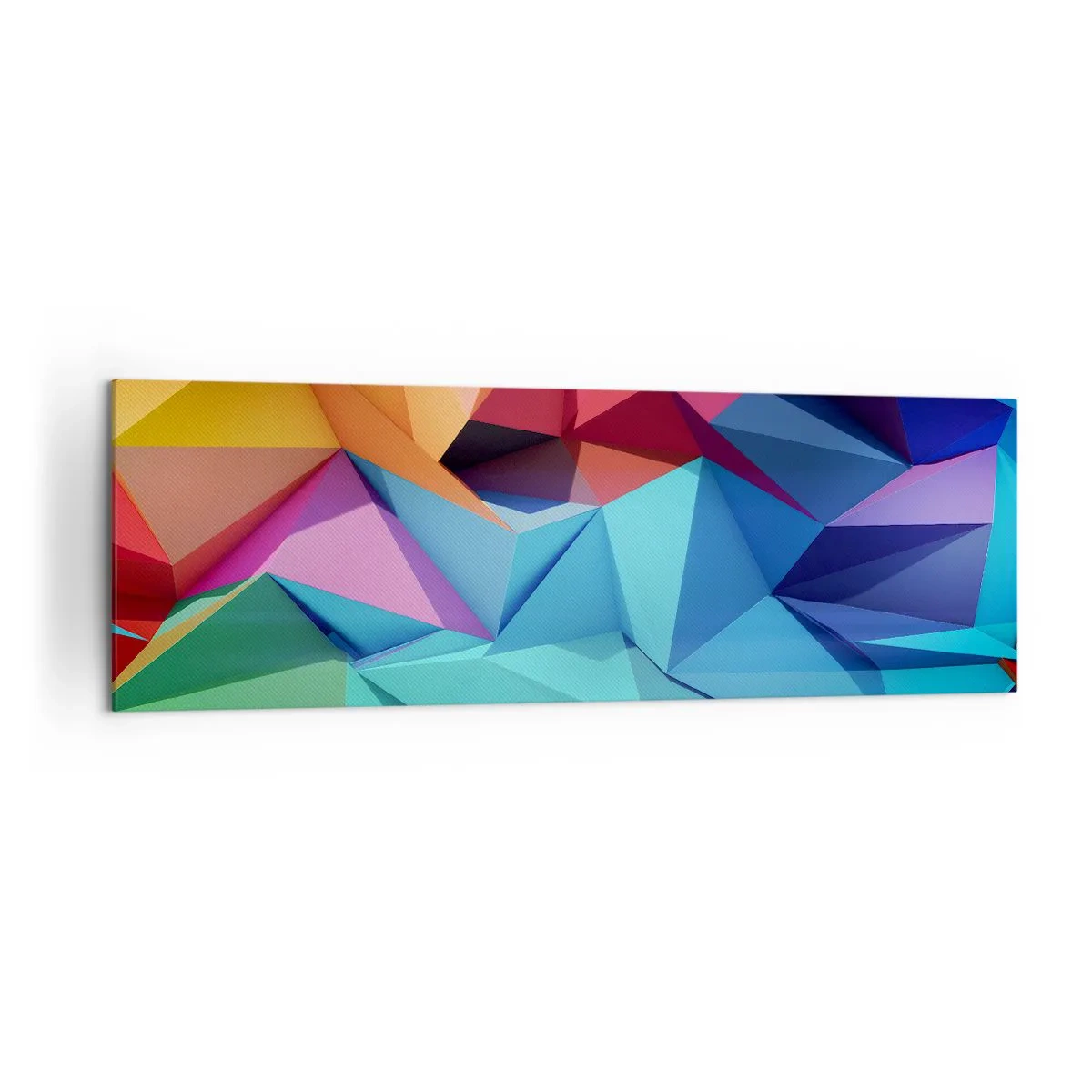 Bild auf Leinwand - Leinwandbild - Bunte geometrische Abstraktion in lebendigen Farben - 160x50cm - Regenbogen-Origami - Moderne Wanddekoration für Wohnzimmer und Schlafzimmer ARTTOR