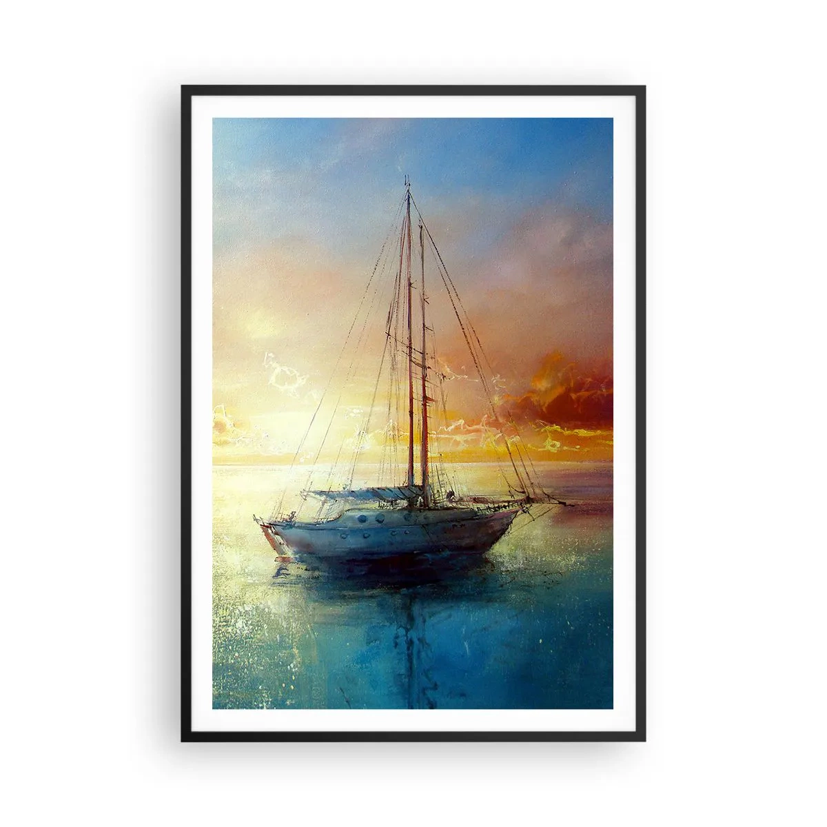 Poster in einem schwarzem Rahmen - In einer goldenen Bucht - 70x100 cm