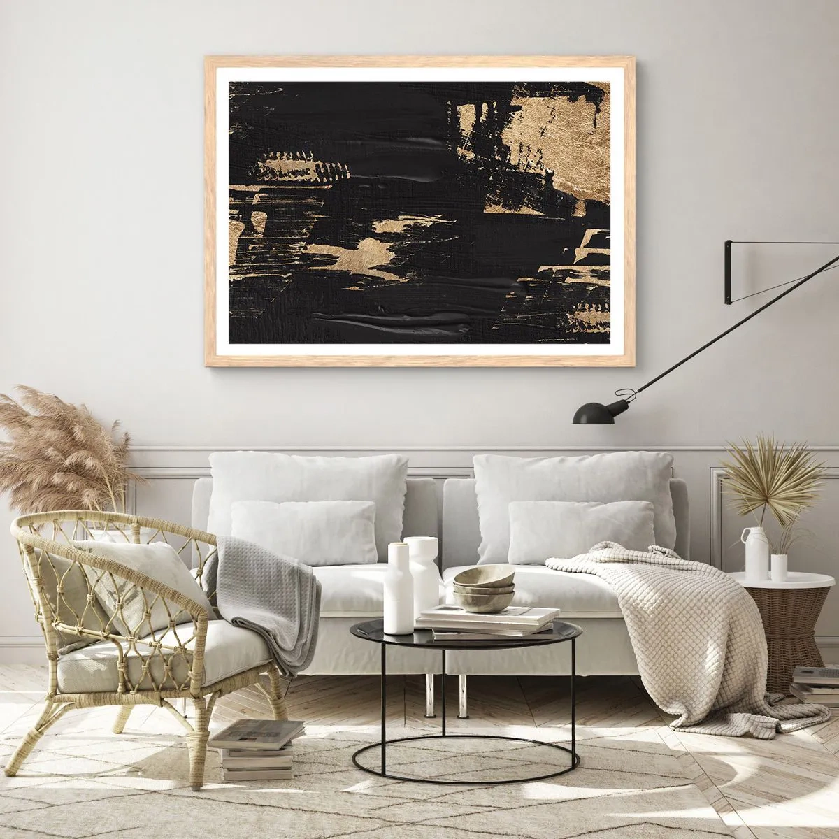 Poster in einem Rahmen aus heller Eiche - Spur einer Berührung - 50x40 cm