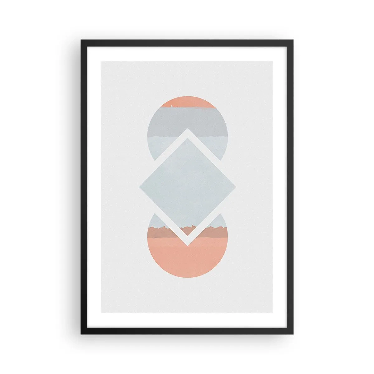 Poster in einem schwarzem Rahmen - Eine abstrakte Komposition aus geometrischen Formen und Pastellfarben. - 50x70cm - Die Situation ist klar - Moderne Wanddekoration für Wohnzimmer und Schlafzimmer ARTTOR