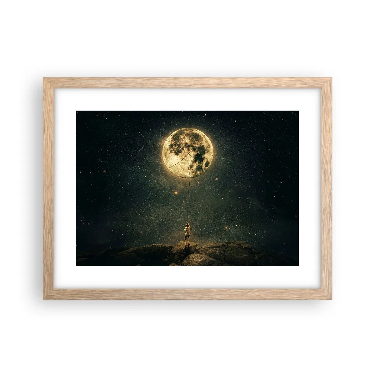 Poster in einem Rahmen aus heller Eiche - Der Mann, der den Mond gestohlen hat - 40x30 cm