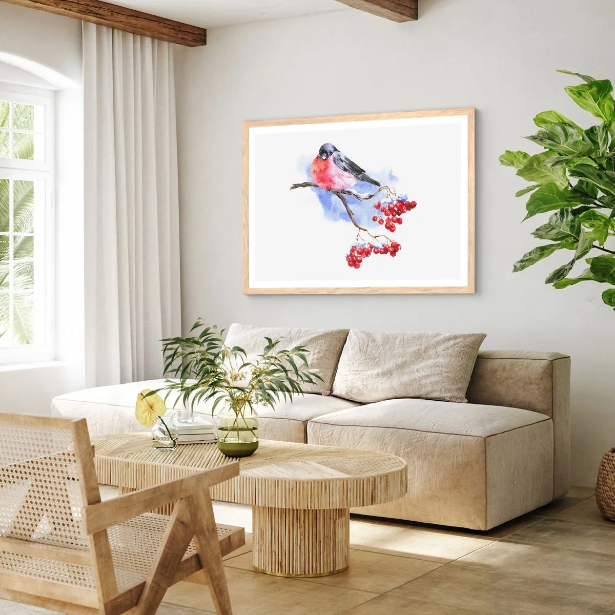 Poster in einem Rahmen aus heller Eiche - Winter in Farbe - 100x70 cm