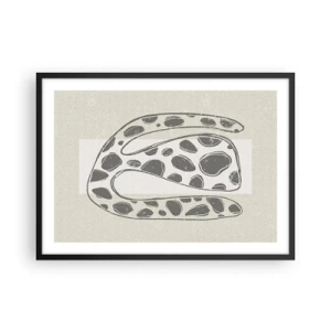 Poster in einem schwarzem Rahmen - Abstraktes organisches Muster in Grautönen - 70x50cm - Seltsame Kreatur - Moderne Wanddekoration für Wohnzimmer und Schlafzimmer ARTTOR