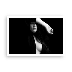 Poster - Stilvolles Frauenporträt in Schwarz-Weiß - 100x70cm - Schule der Verführung - Moderne Wanddekoration für Wohnzimmer und Schlafzimmer ARTTOR