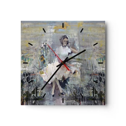 Wanduhr - Glasuhr - Künstlerisches Porträt einer Frau in Pastellfarben - 30x30cm - Klassisch und modern - Moderne Wanddekoration für Wohnzimmer und Schlafzimmer ARTTOR