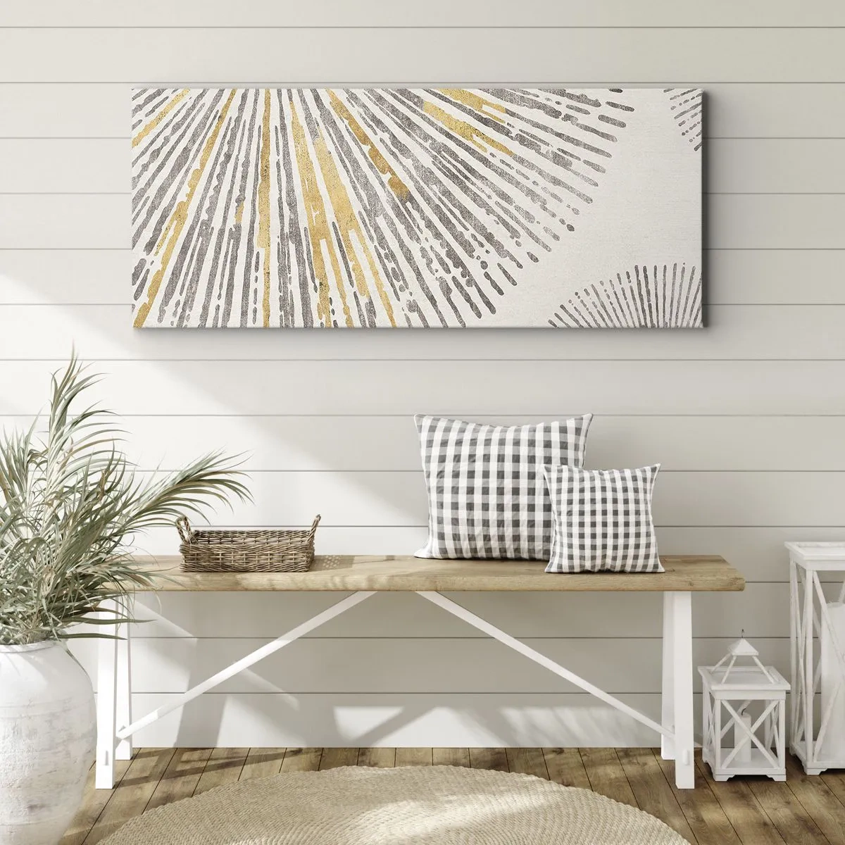 Bild auf Leinwand - Leinwandbild - Abstraktes strahlenförmiges Muster - 160x50cm - Schönheit des Strahls - Moderne Wanddekoration für Wohnzimmer und Schlafzimmer ARTTOR